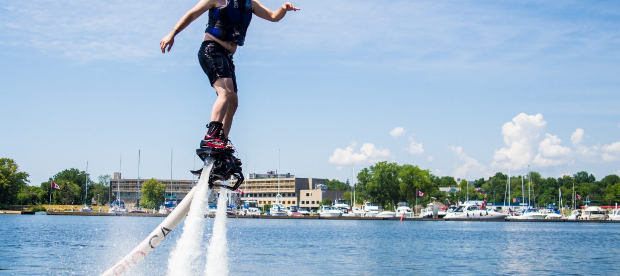 Try flyboarding with dad this Father's Day in the Bay of Quinte!