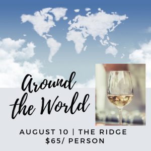 Poster for Around the World wine tasting at Closson Chase Vineyard