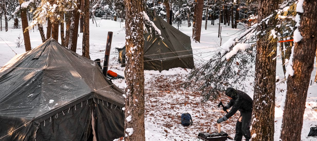 A photo of winter camping, an example of things to do this January in Bay of Quinte.