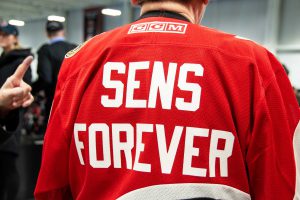 The back of a Belleville Senators jersey