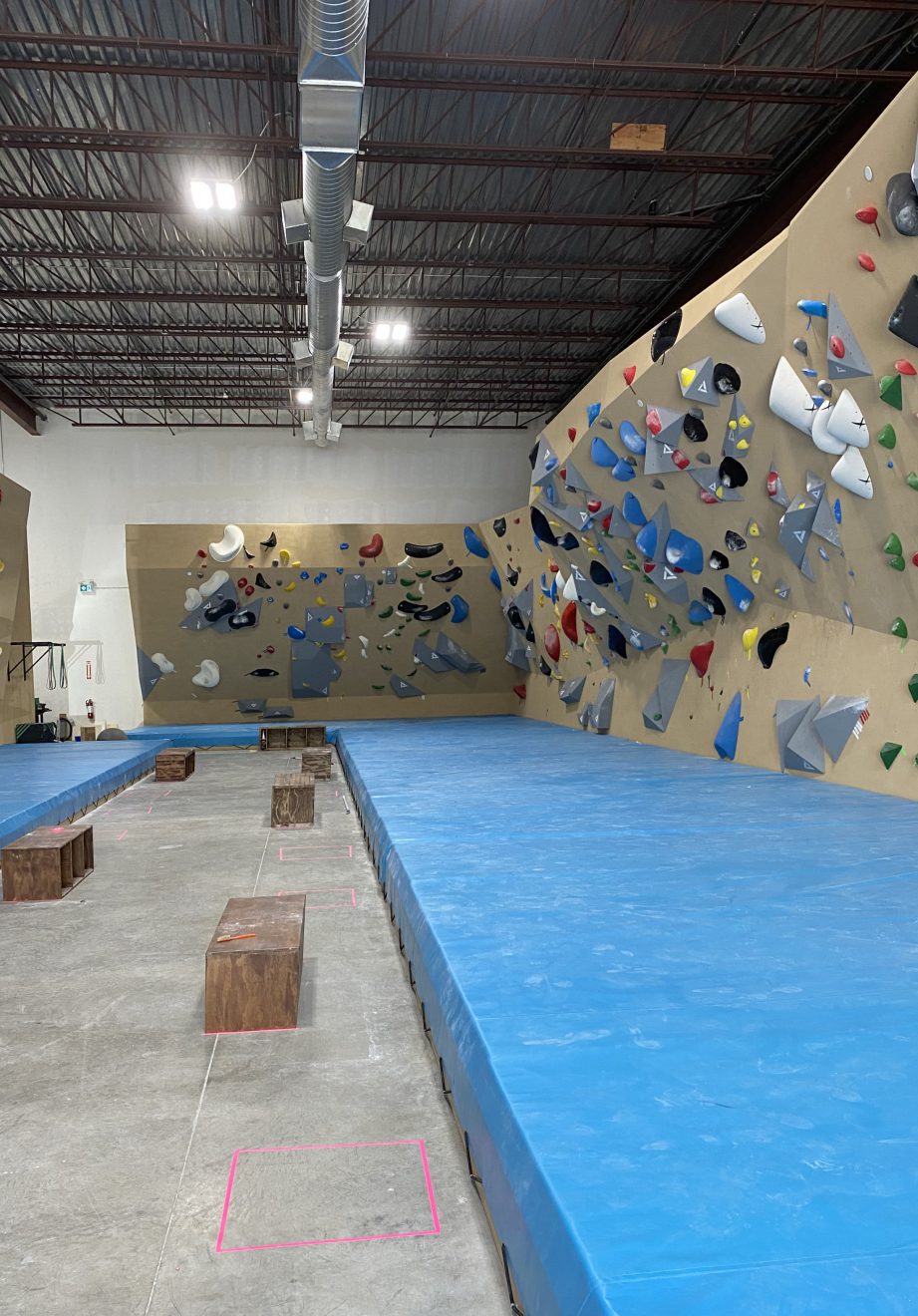 Bouldering walls at The Boiler Room.